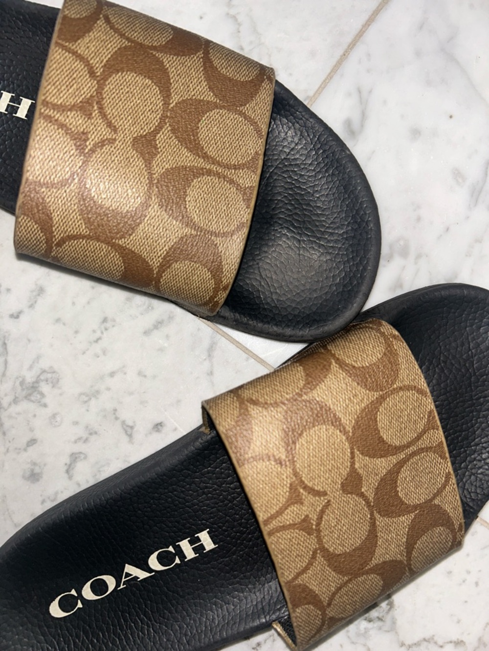 Coach Brown Signature Monogram Slide Sandals with Black Footbed - Picture 8 of 8